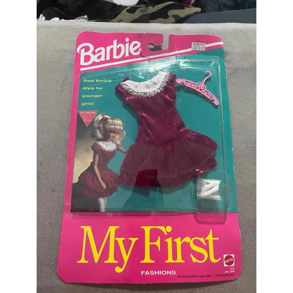 VINTAGE 1992 MY FIRST‎ BARBIE FASHIONS SEALED 3425 BURGUNDY VELVET DRESS RARE